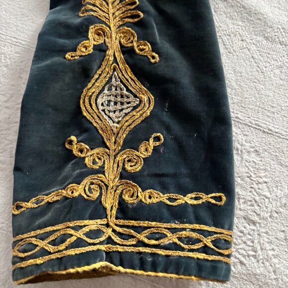 Antique Blue Velvet & Gold Braiding Ottoman Balkan Traditional Folk Jacket - Picture 11 of 12